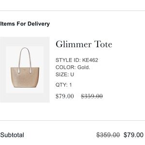 Kate Spade, gold metallic tote